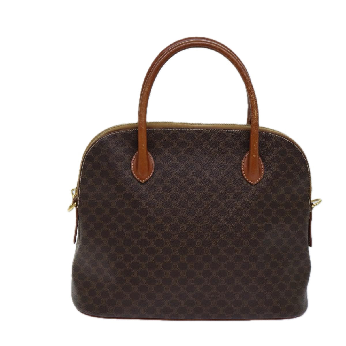 Luxury CELINE Macadam Canvas Hand Bag PVC Leather Brown 82266
