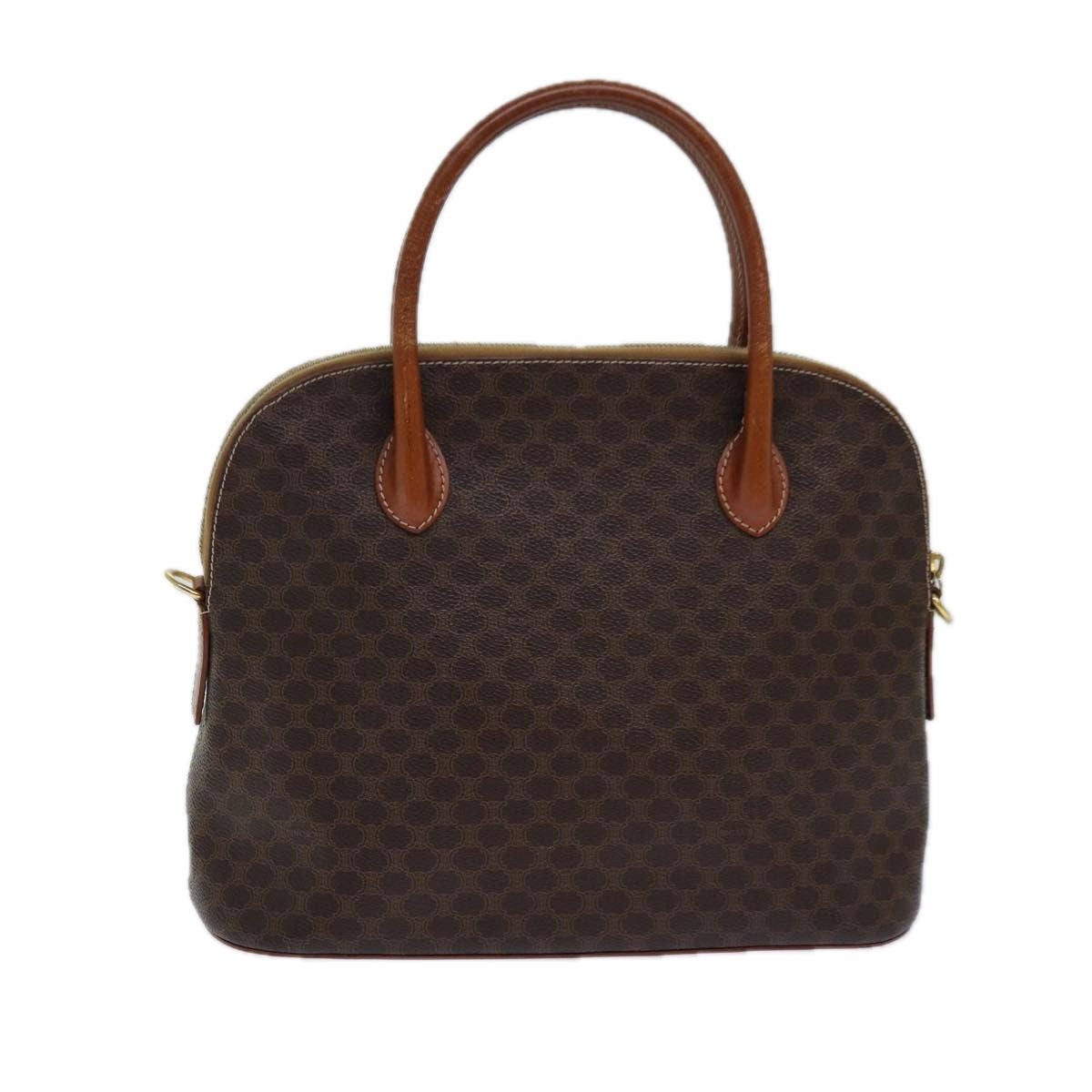 Luxury CELINE Macadam Canvas Hand Bag PVC Leather Brown 82266