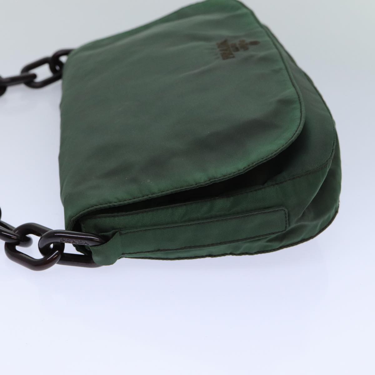 PRADA Chain Shoulder Bag Nylon Green Auth