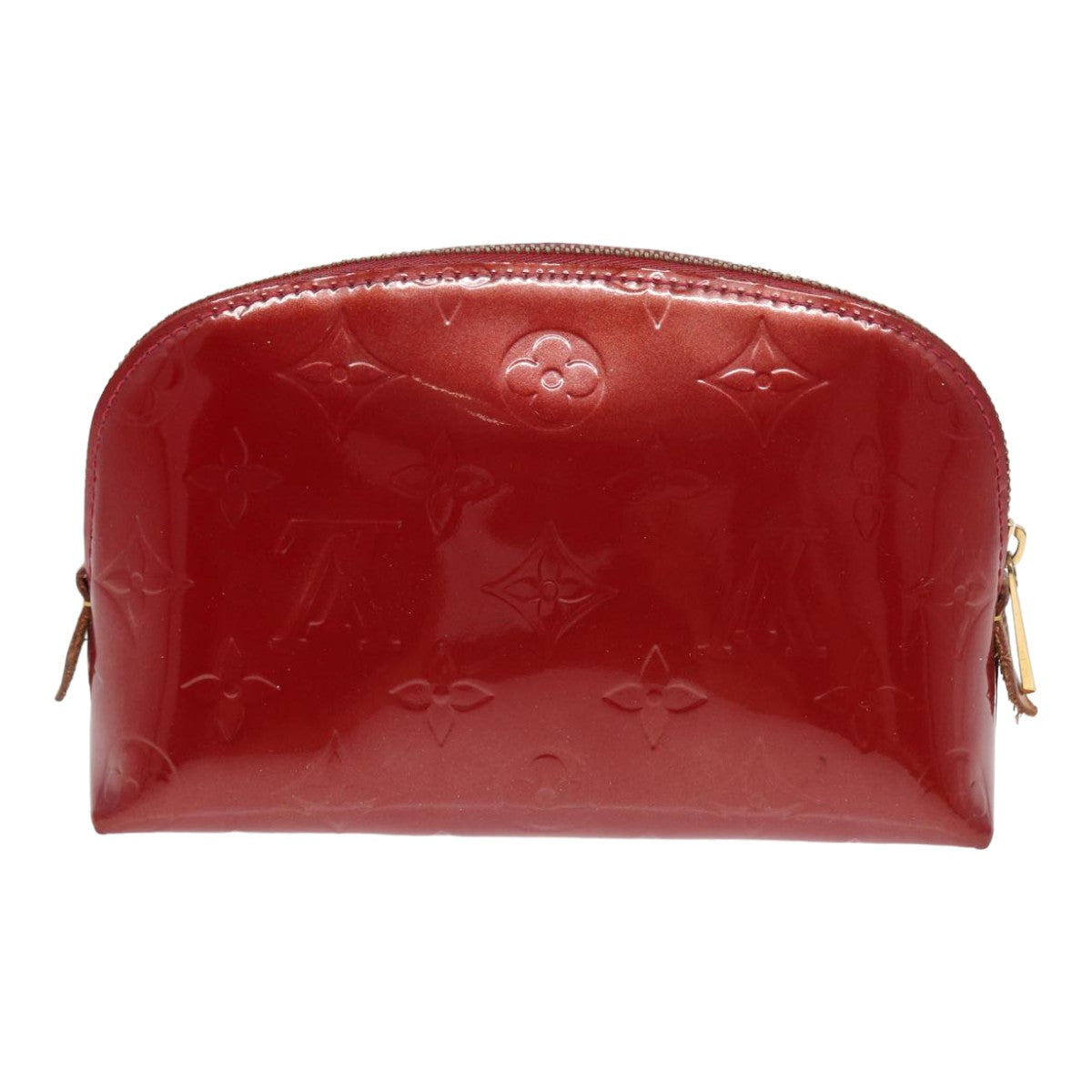 LOUIS VUITTON Monogram Vernis Pochette Cosmetic Pouch Rouge M91496 LV Auth 82459