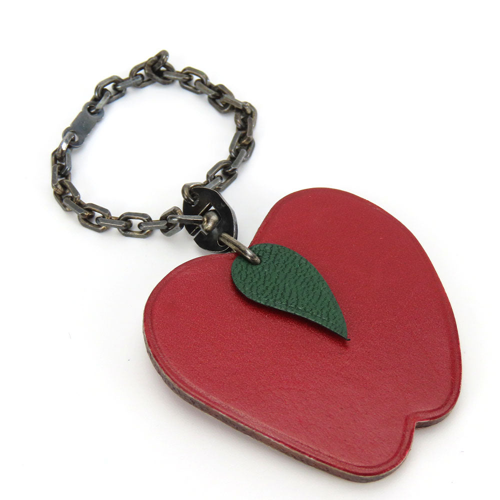 HERMES Bag charm Leather, Silver925 Red Apple Women