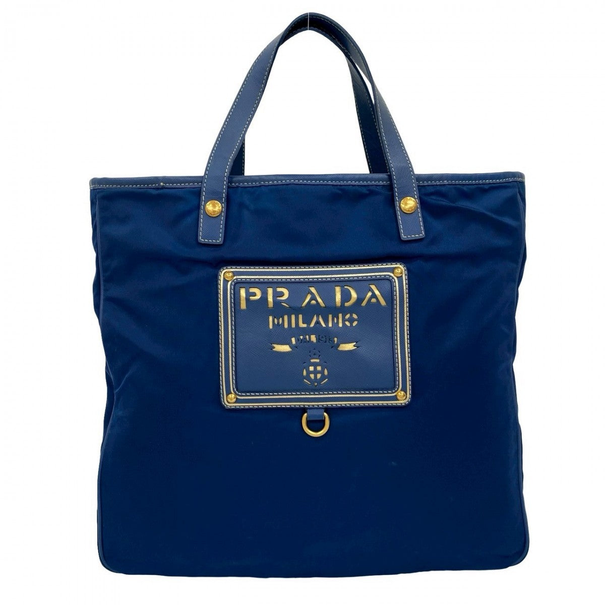 PRADA Handbag Nylon, Leather blue logo Women