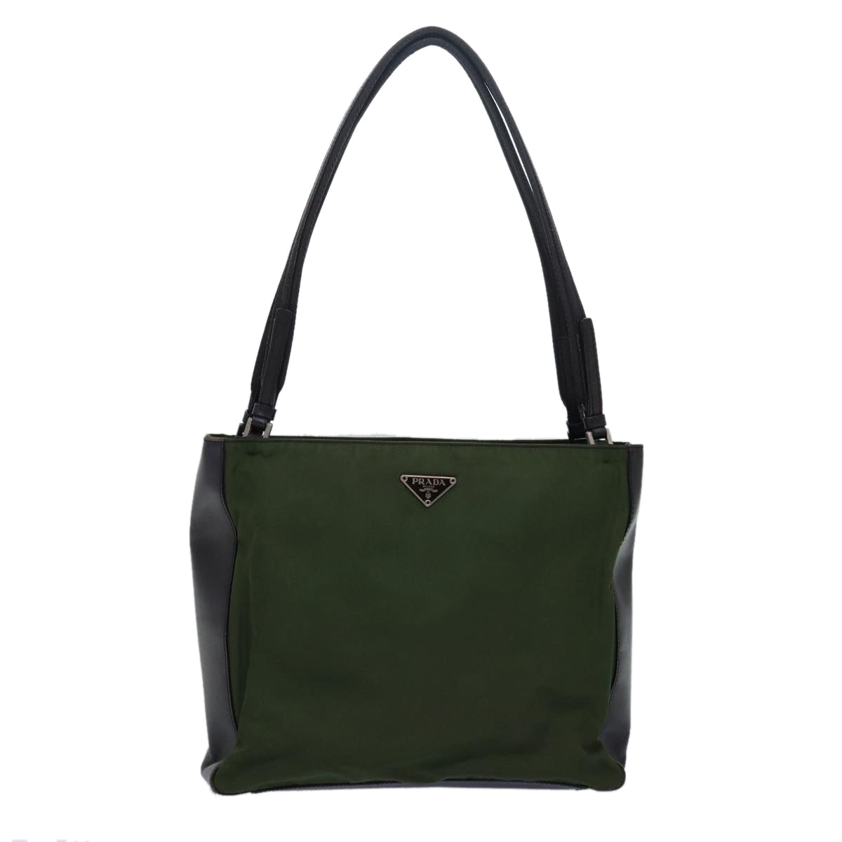 PRADA Shoulder Bag Nylon Leather Khaki Brown Auth