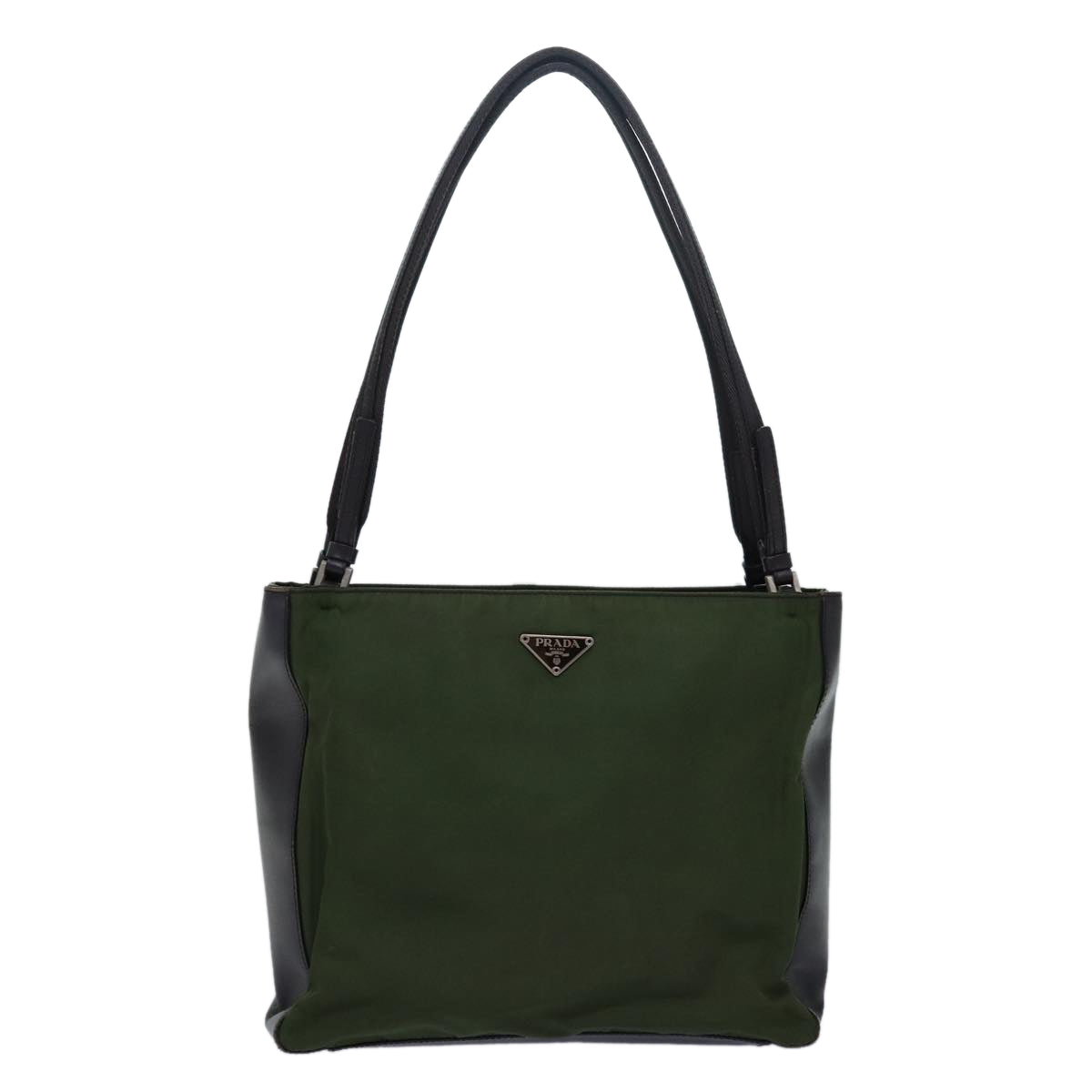 PRADA Shoulder Bag Nylon Leather Khaki Brown Auth
