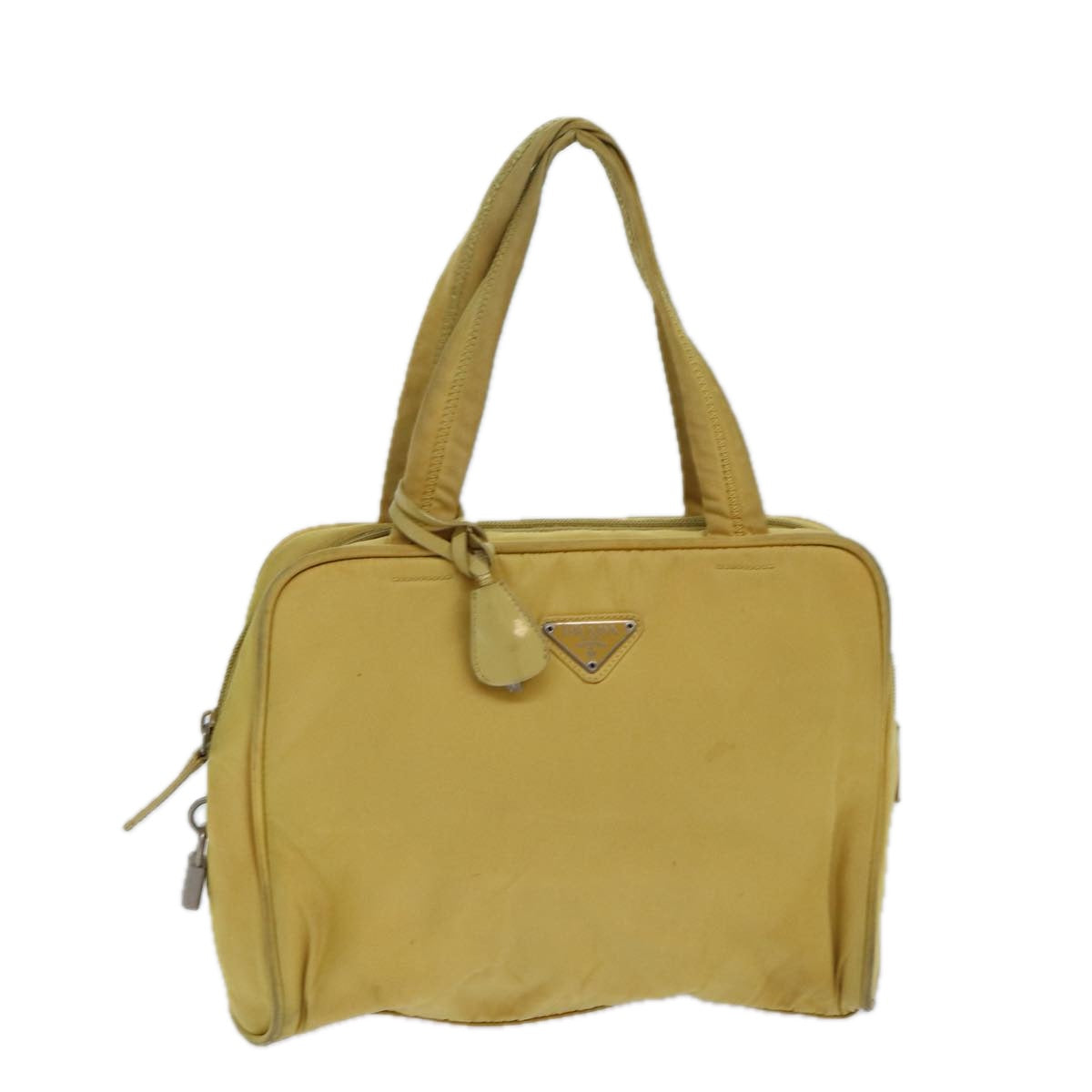 PRADA Hand Bag Nylon Yellow Auth