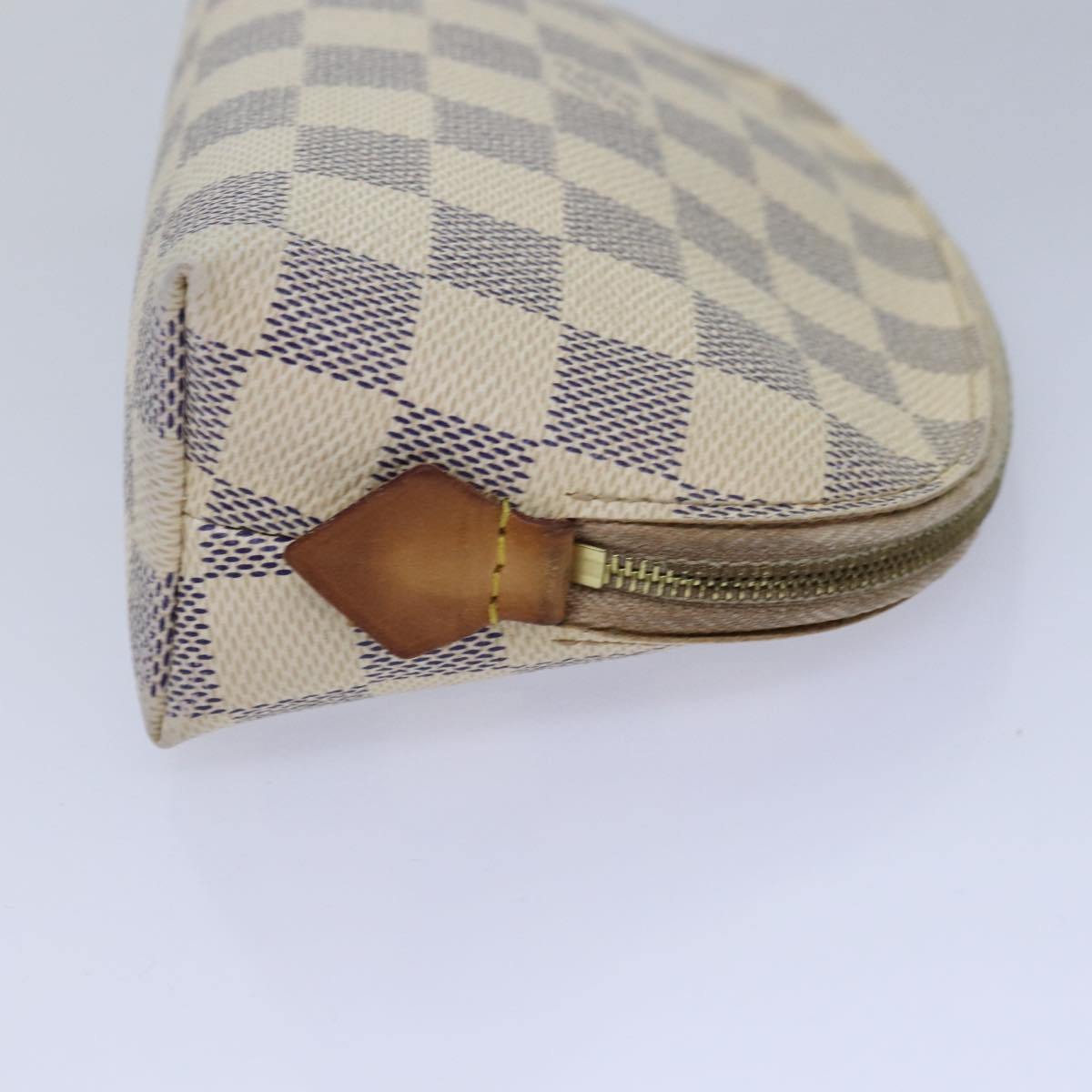 LOUIS VUITTON Damier Azur Pochette Cosmetic PM Pouch N60024 LV Auth 82598