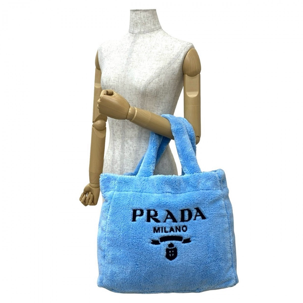 PRADA Tote Bag Pile towel blue Terry Tote