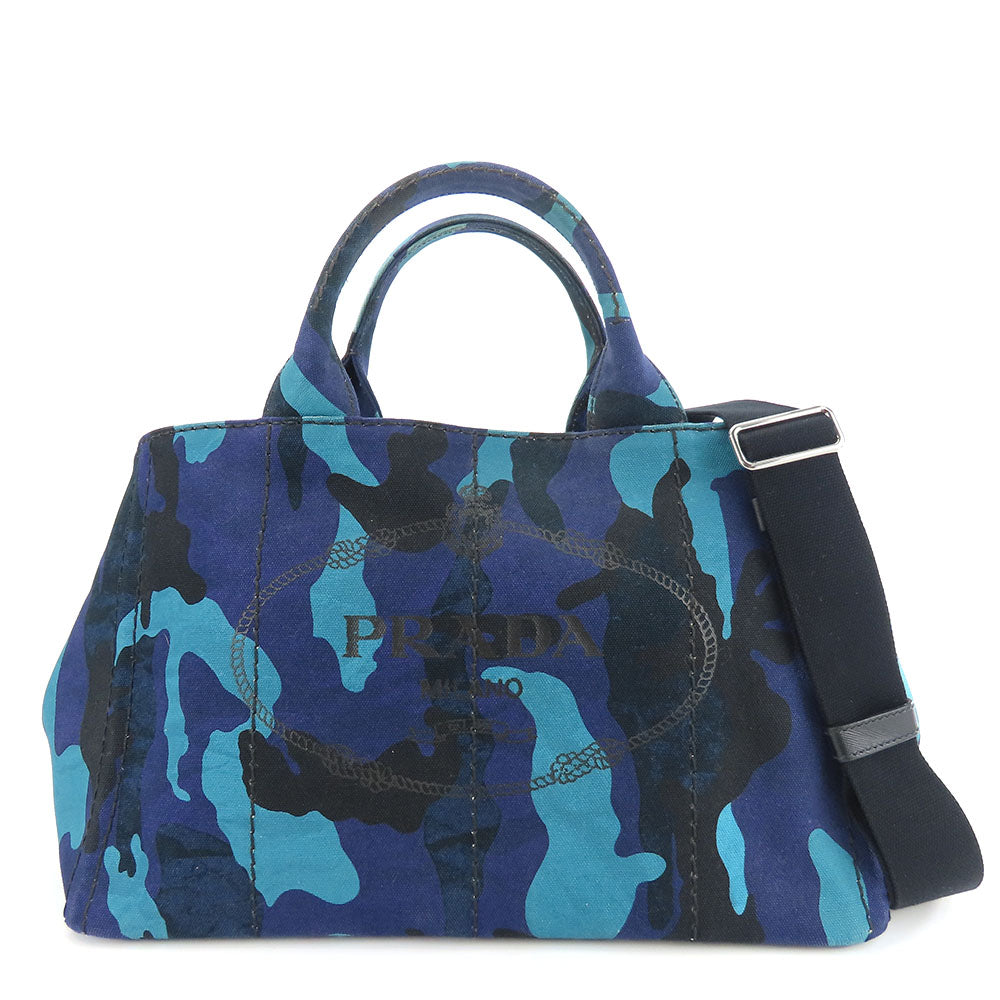 PRADA Handbag canvas Blue type Canapa