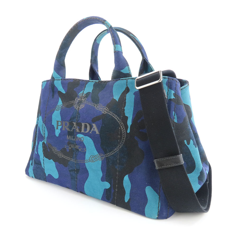 PRADA Handbag canvas Blue type Canapa