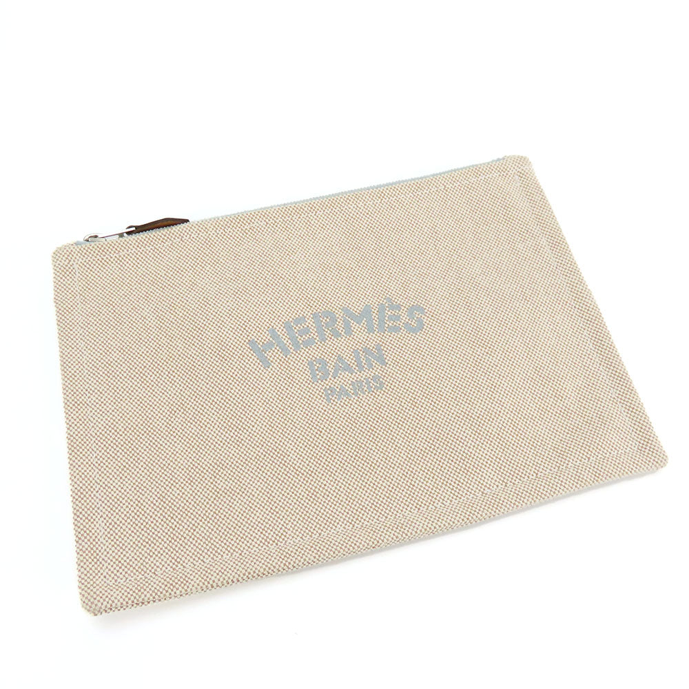 HERMES Pouch canvas Beige type New Yotting PM unisex(Unisex)