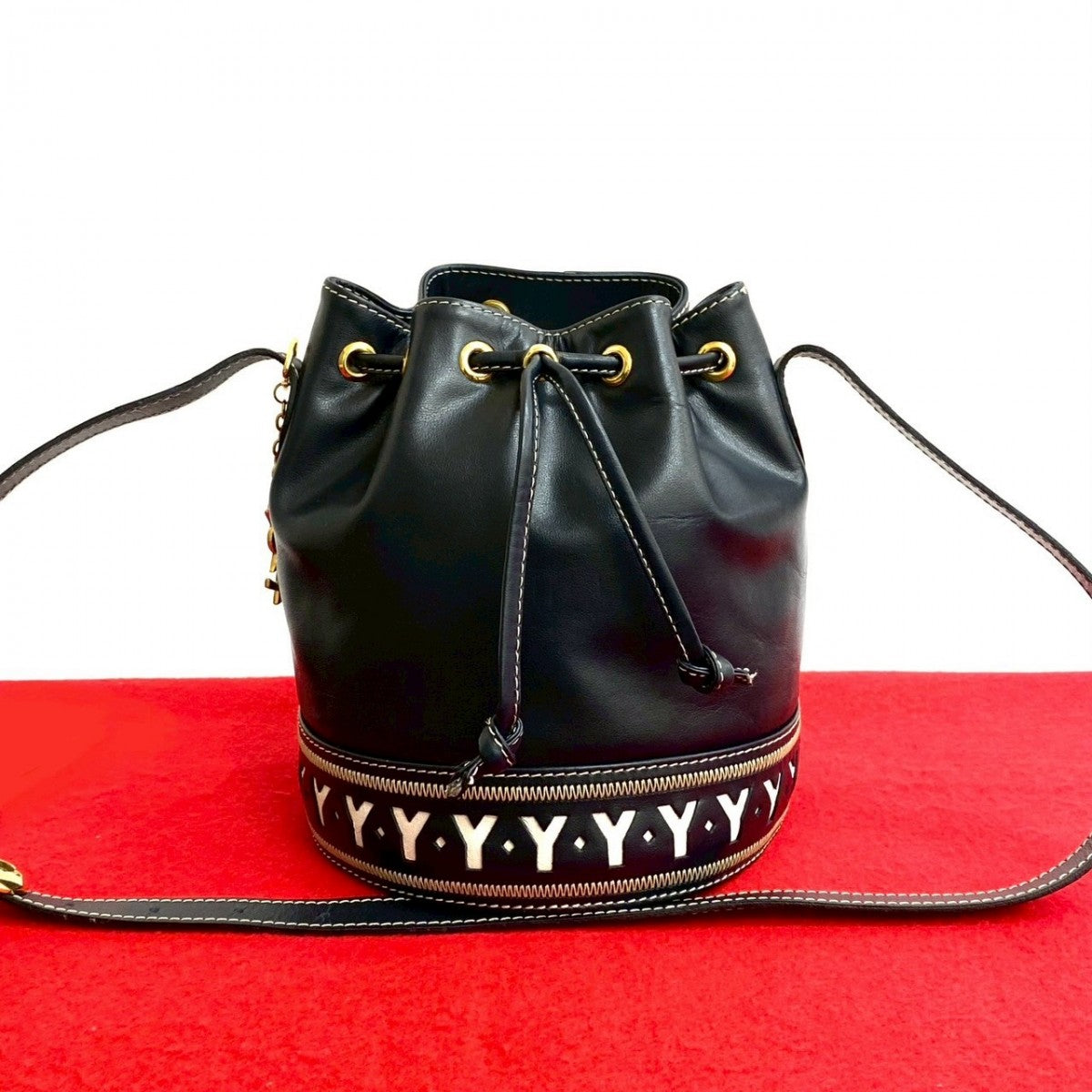 YVES SAINT LAURENT Shoulder Bag leather Navy