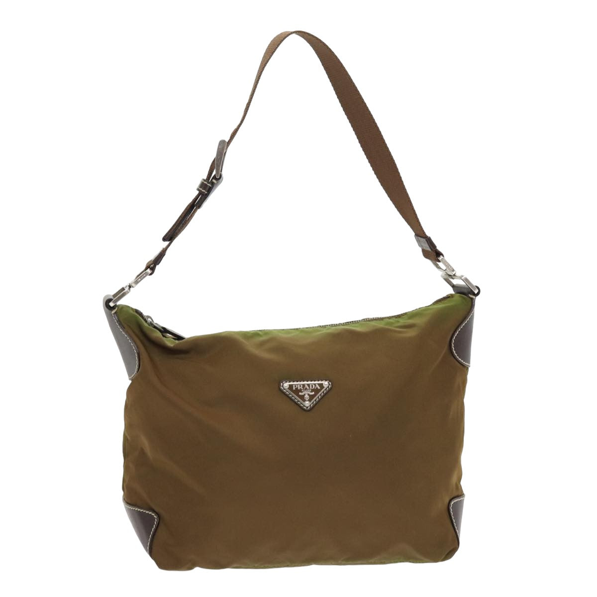 PRADA Shoulder Bag Nylon Khaki Auth