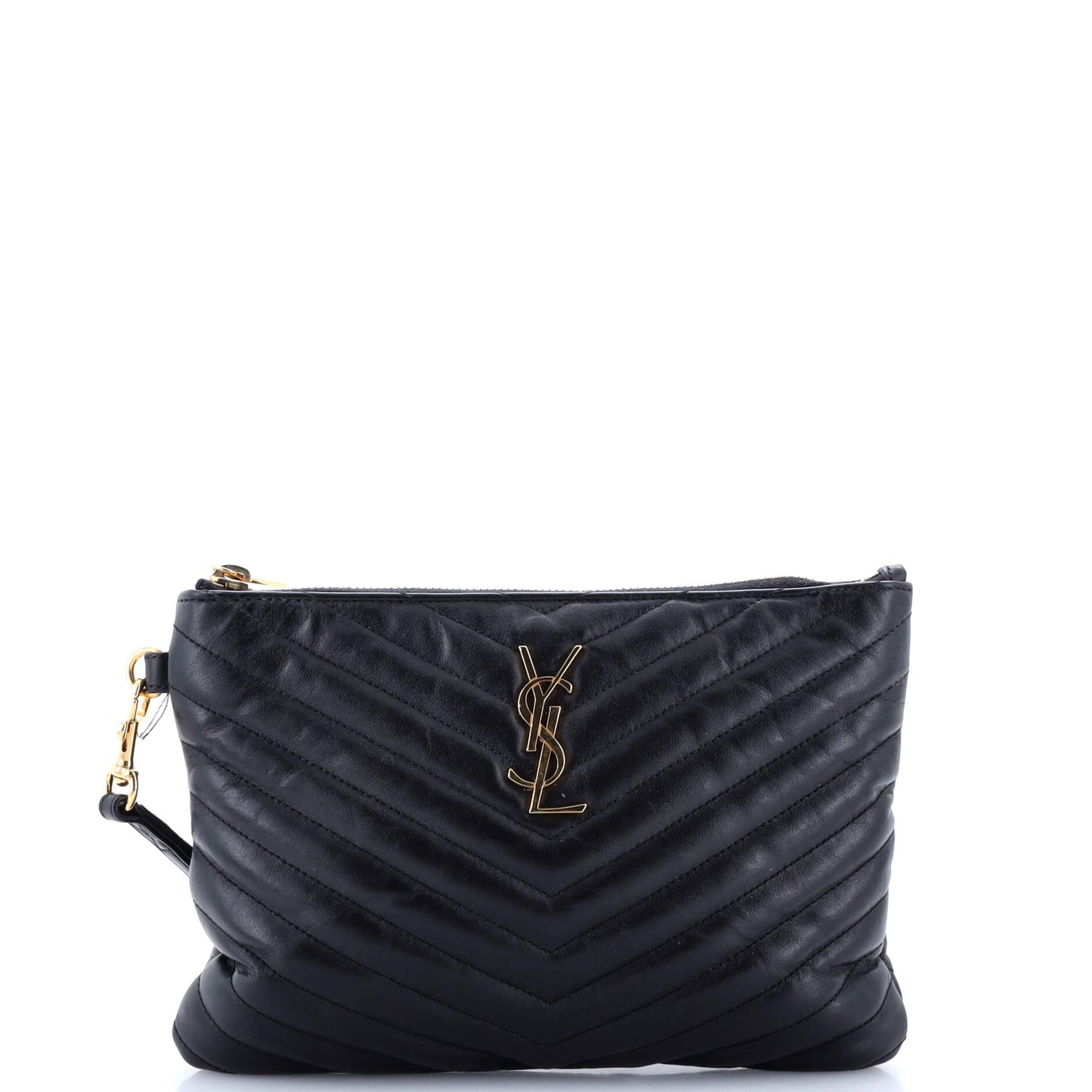 Luxury Saint Laurent Trending 2025 Classic Monogram Wristlet Pouch Matelasse Chevron Leather Small
