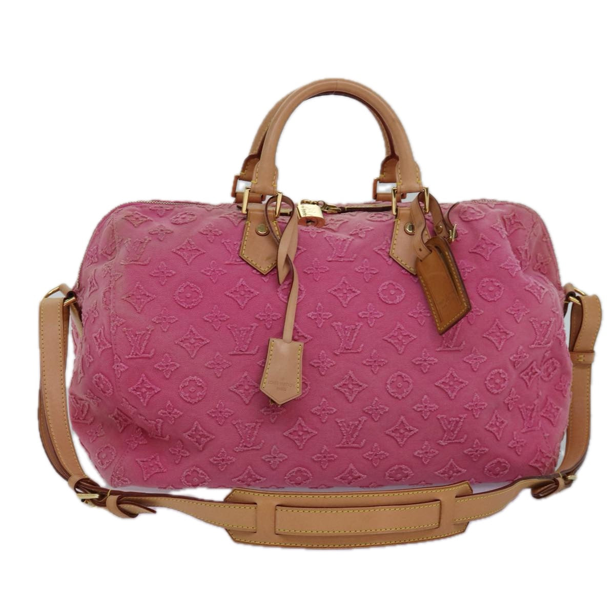 LOUIS VUITTON Monogram Stone Bandouliere 35 Bag Rose M40831 Auth 82931A