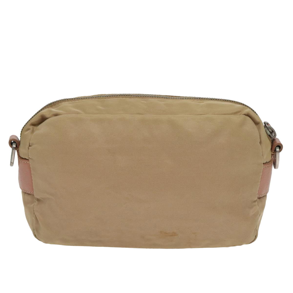 PRADA Shoulder Bag Nylon Leather Beige Auth