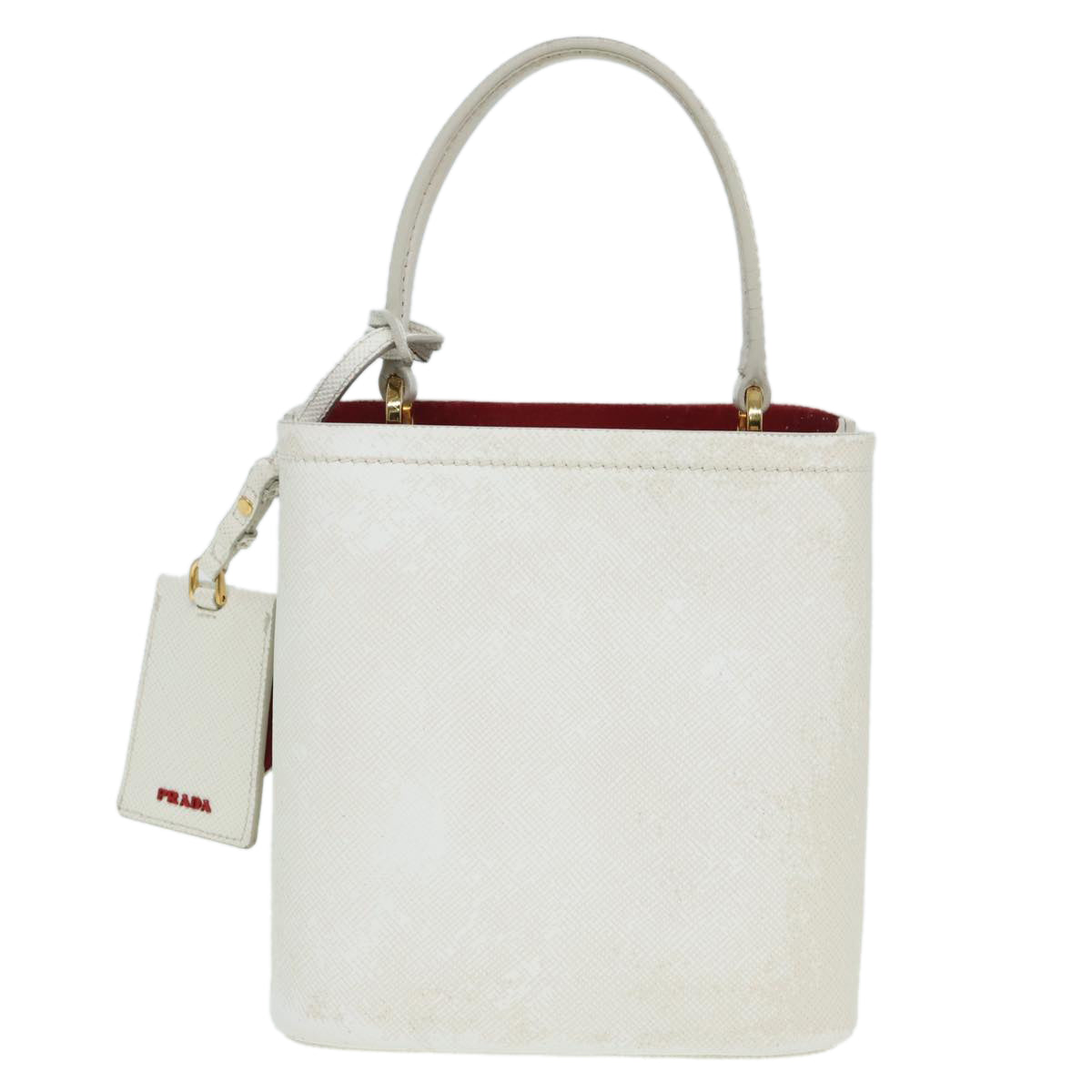 PRADA Hand Bag Nylon Leather 2way White Auth