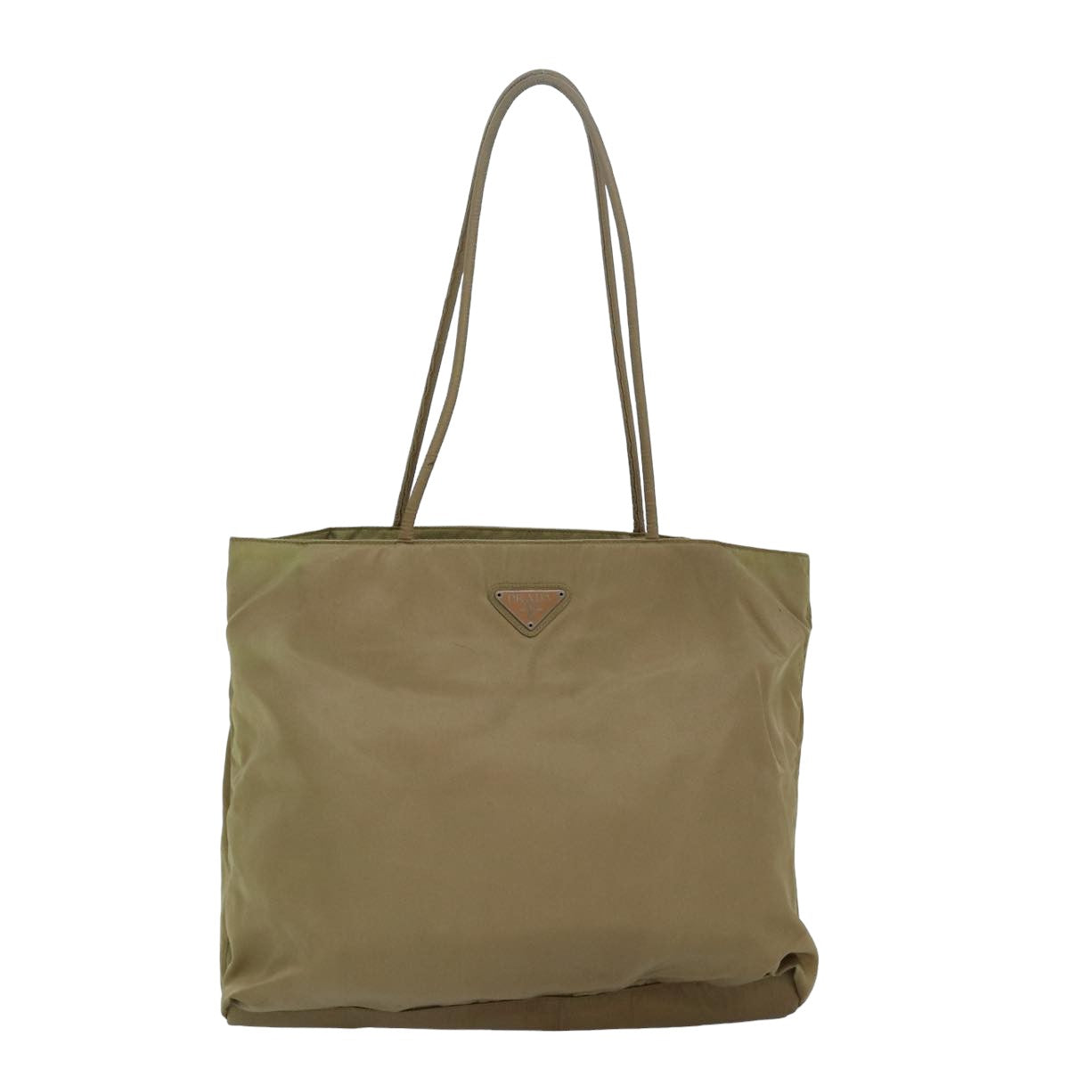 PRADA Tote Bag Nylon Beige Auth