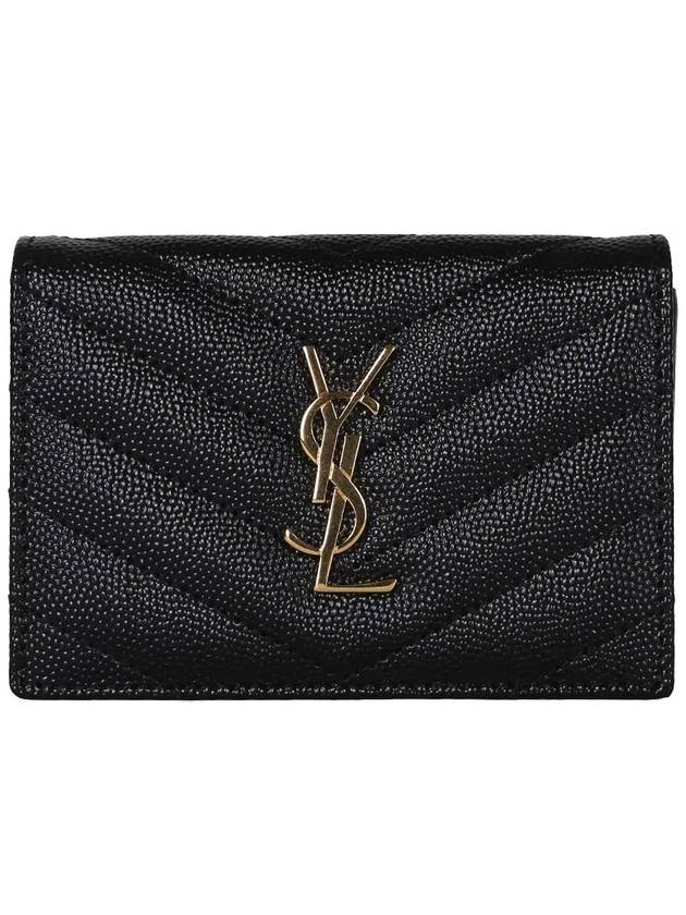 Luxury Saint Laurent Trending 2026 Monogram Caviar Embossed Business Card Wallet Black