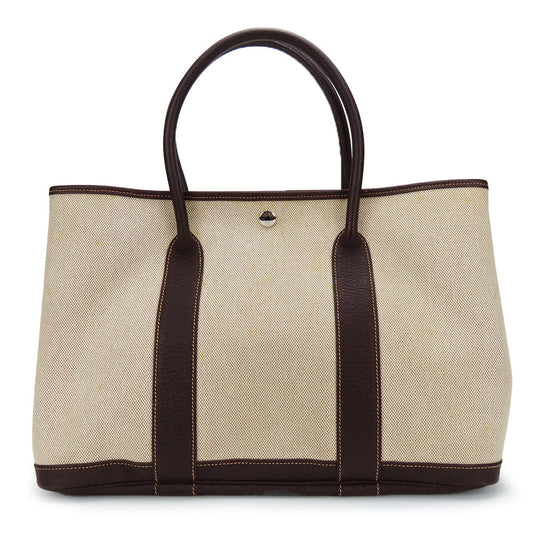 HERMES Handbag Canvas, Leather beige Garden party PM unisex(Unisex)