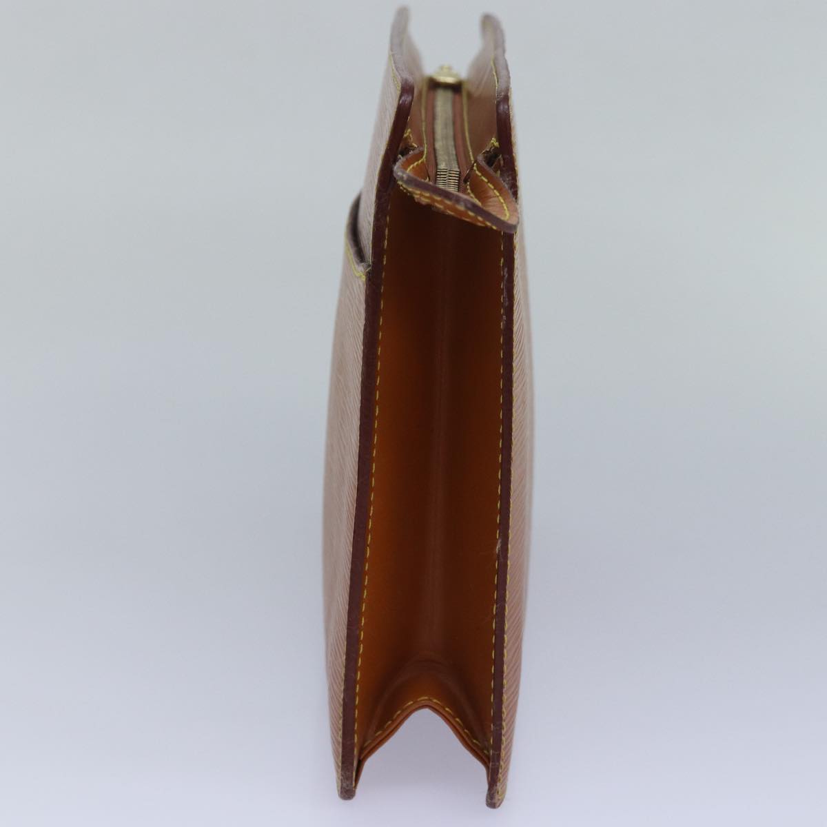 LOUIS VUITTON Epi Pochette Homme Clutch Bag Brown Zipang gold M52528 Auth 83422