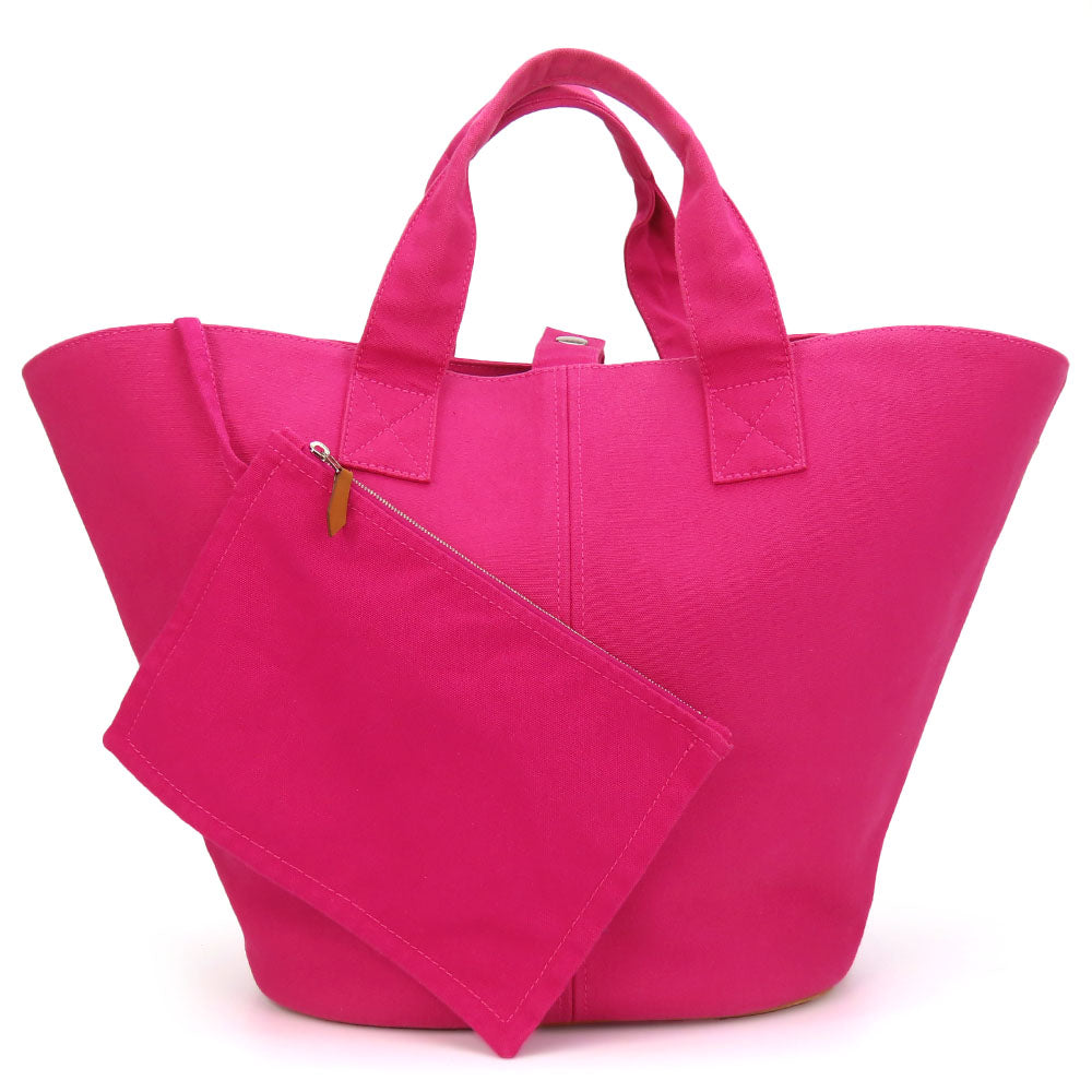 HERMES Tote Bag canvas pink Panier de Plage MM Women