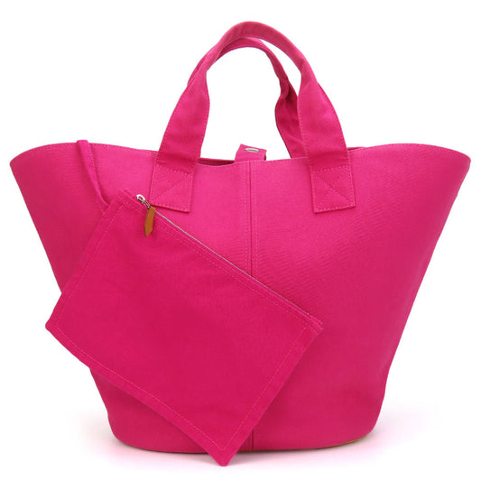 HERMES Tote Bag canvas pink Panier de Plage MM Women