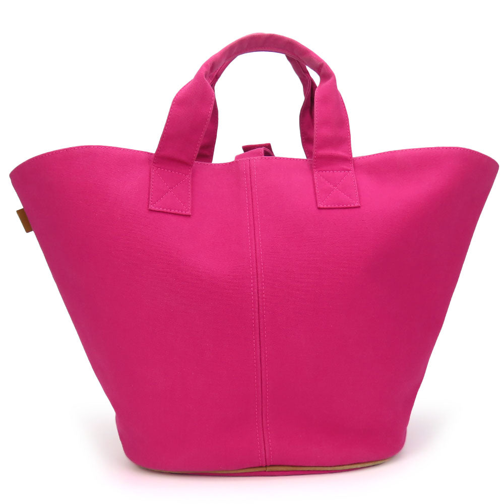 HERMES Tote Bag canvas pink Panier de Plage MM Women