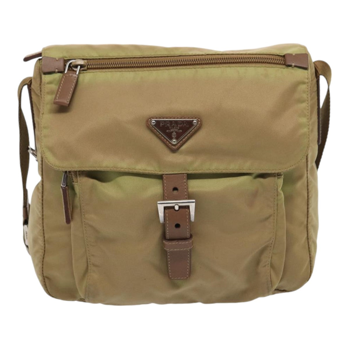 PRADA Shoulder Bag Nylon Beige Auth