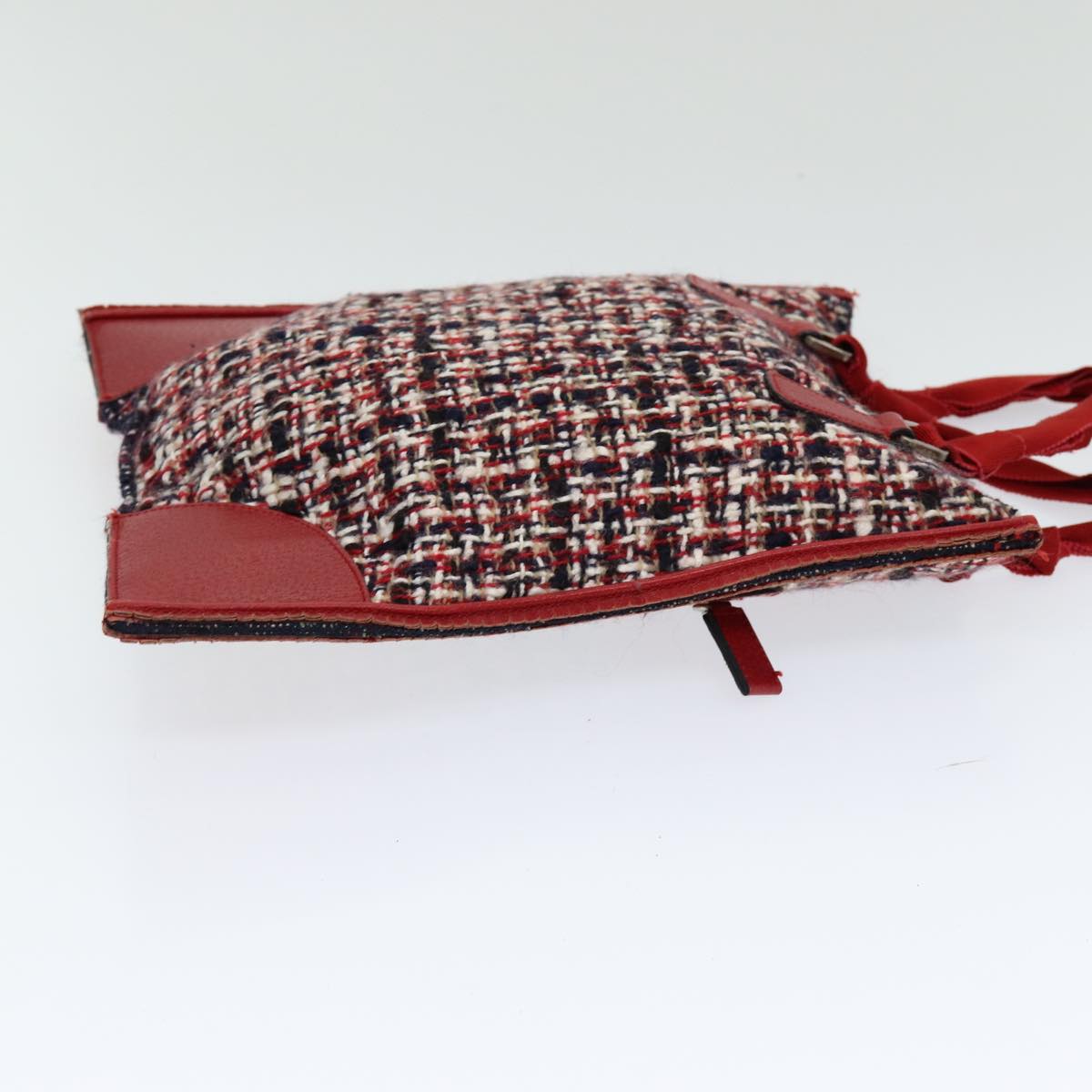PRADA Hand Bag tweed Red Auth