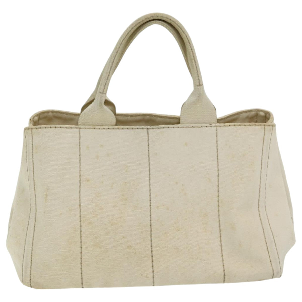 PRADA Canapa MM Hand Bag Canvas Cream Auth