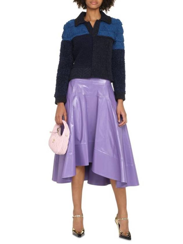 Luxury Bottega Veneta Patchwork Wool Knit Top Navy