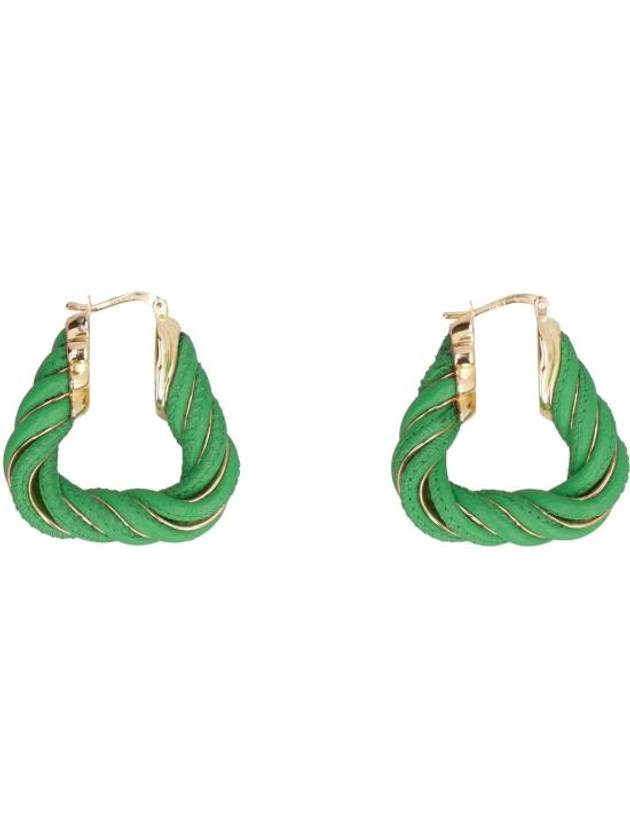 Luxury Bottega Veneta Twisted Triangle Hoop Earrings Green