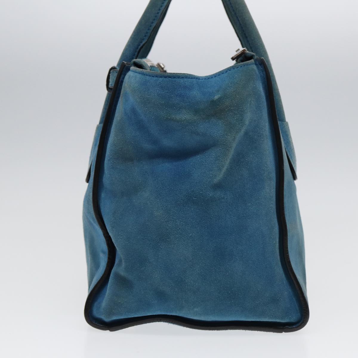 PRADA Hand Bag Suede 2way Blue Auth