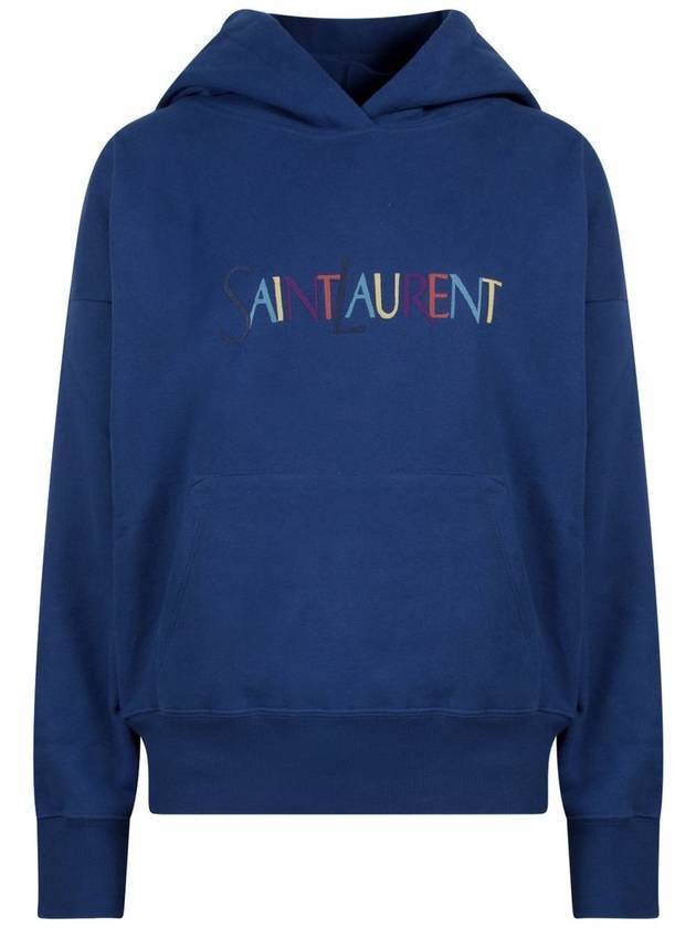 Luxury Saint Laurent Trending 2026 Women's Logo Hoodie Blue