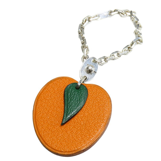 HERMES Bag charm Leather, Silver925 Orange Women