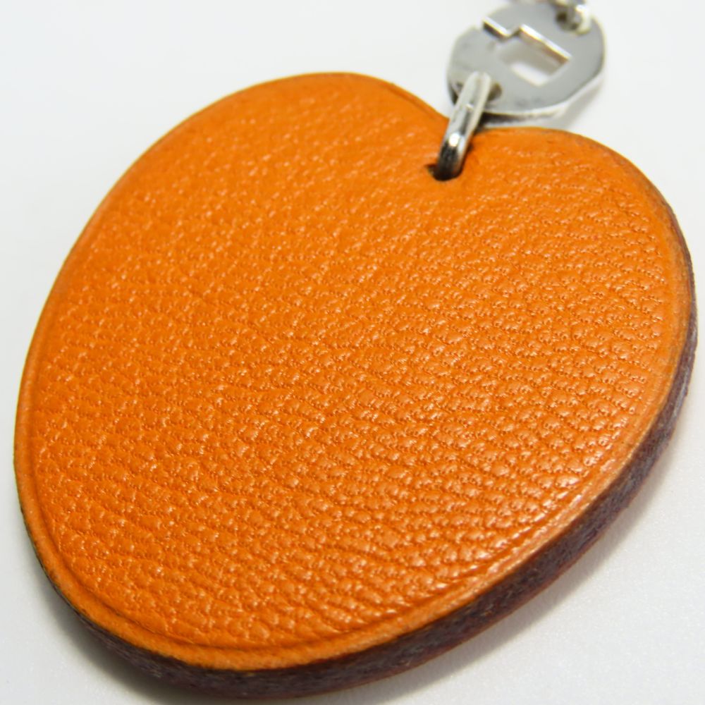 HERMES Bag charm Leather, Silver925 Orange Women