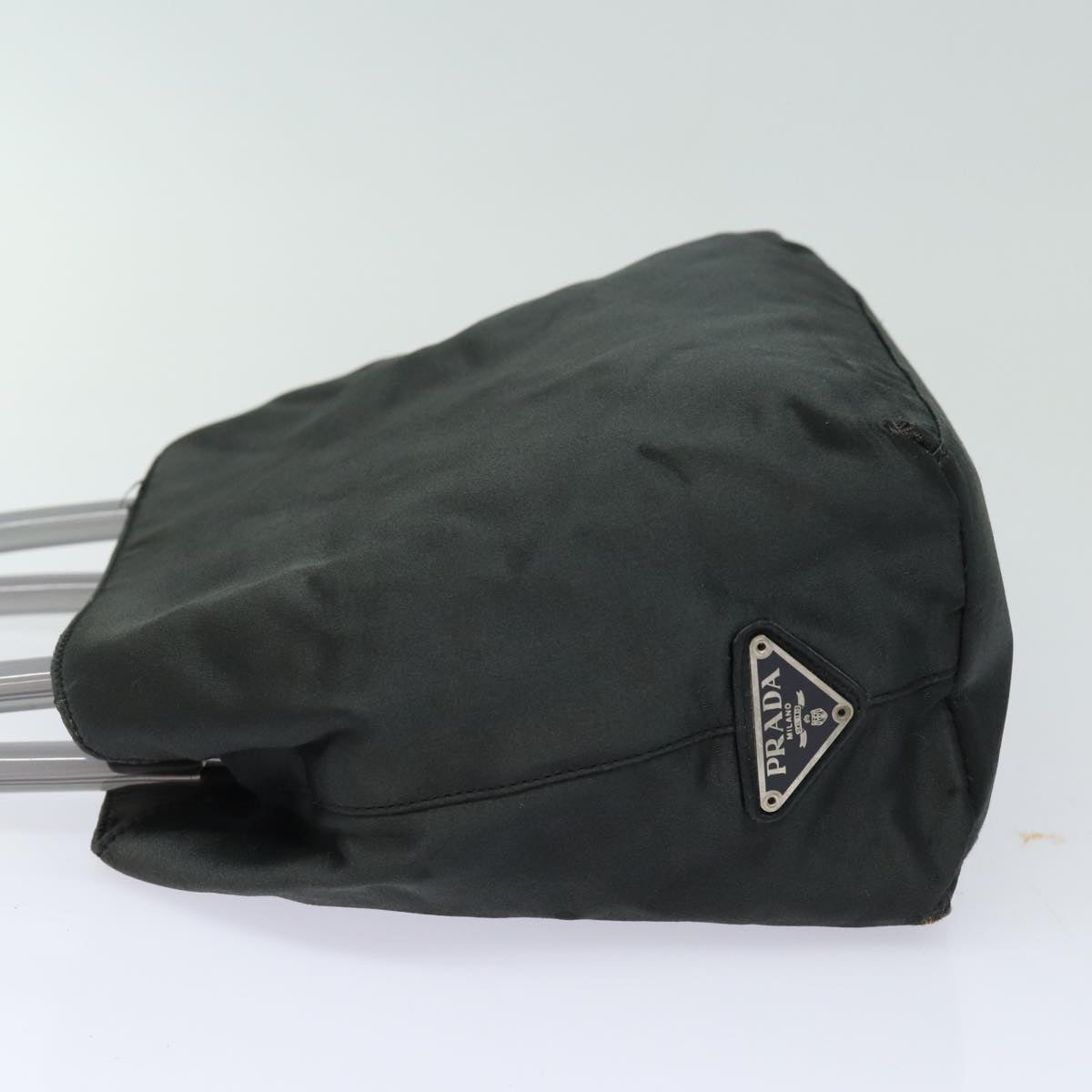 PRADA Hand Bag Satin Gray Auth