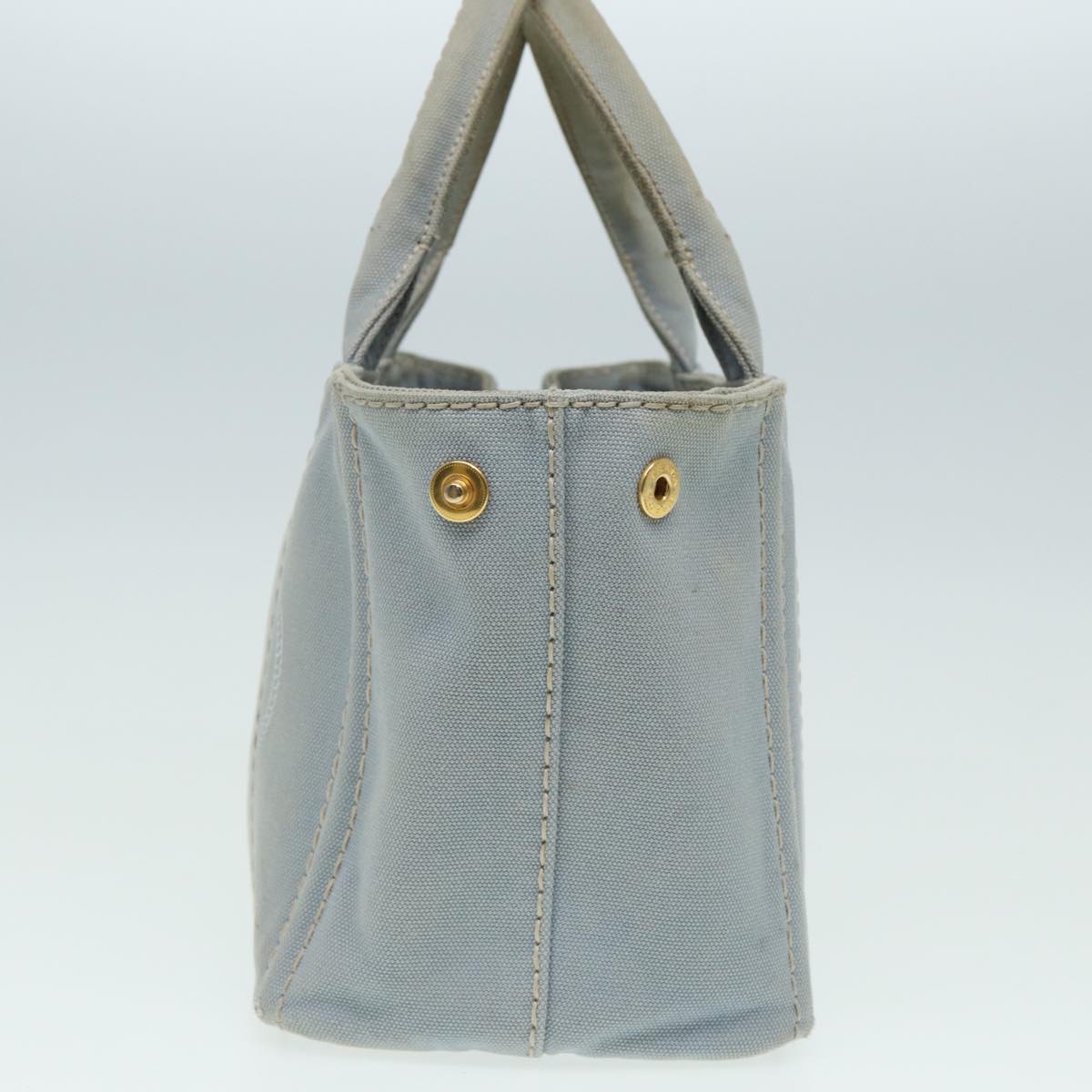 PRADA Canapa PM Hand Bag Canvas Light Blue Auth