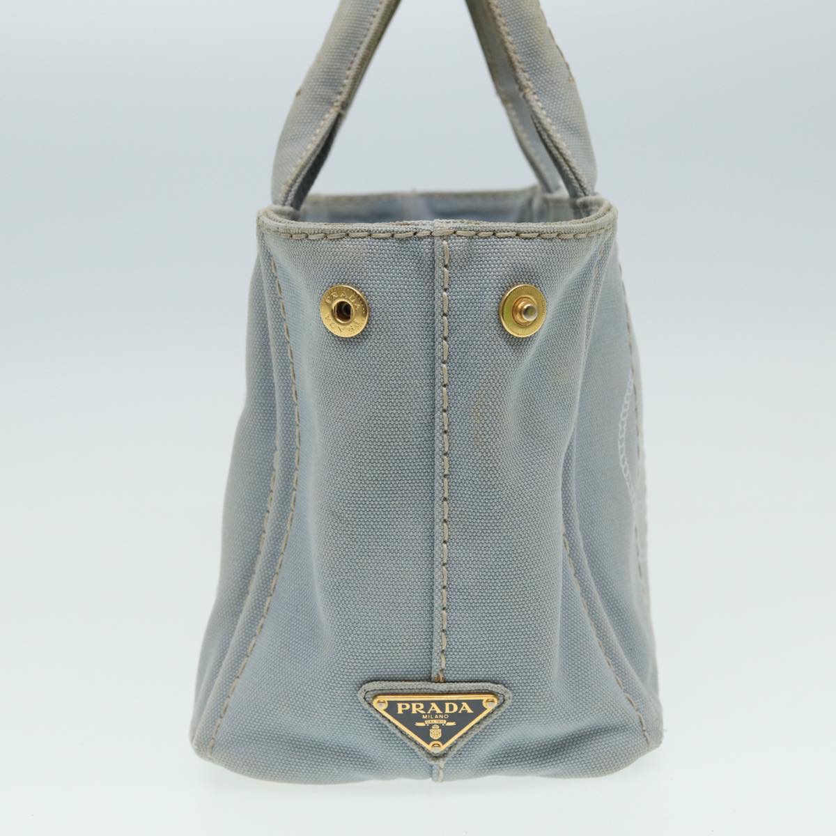 PRADA Canapa PM Hand Bag Canvas Light Blue Auth