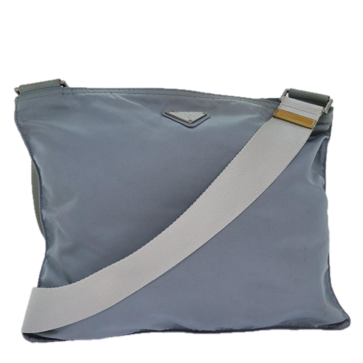 PRADA Shoulder Bag Nylon Light Blue Silver Auth