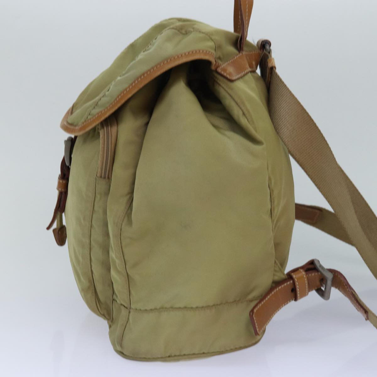 PRADA Backpack Nylon Cream Silver Auth