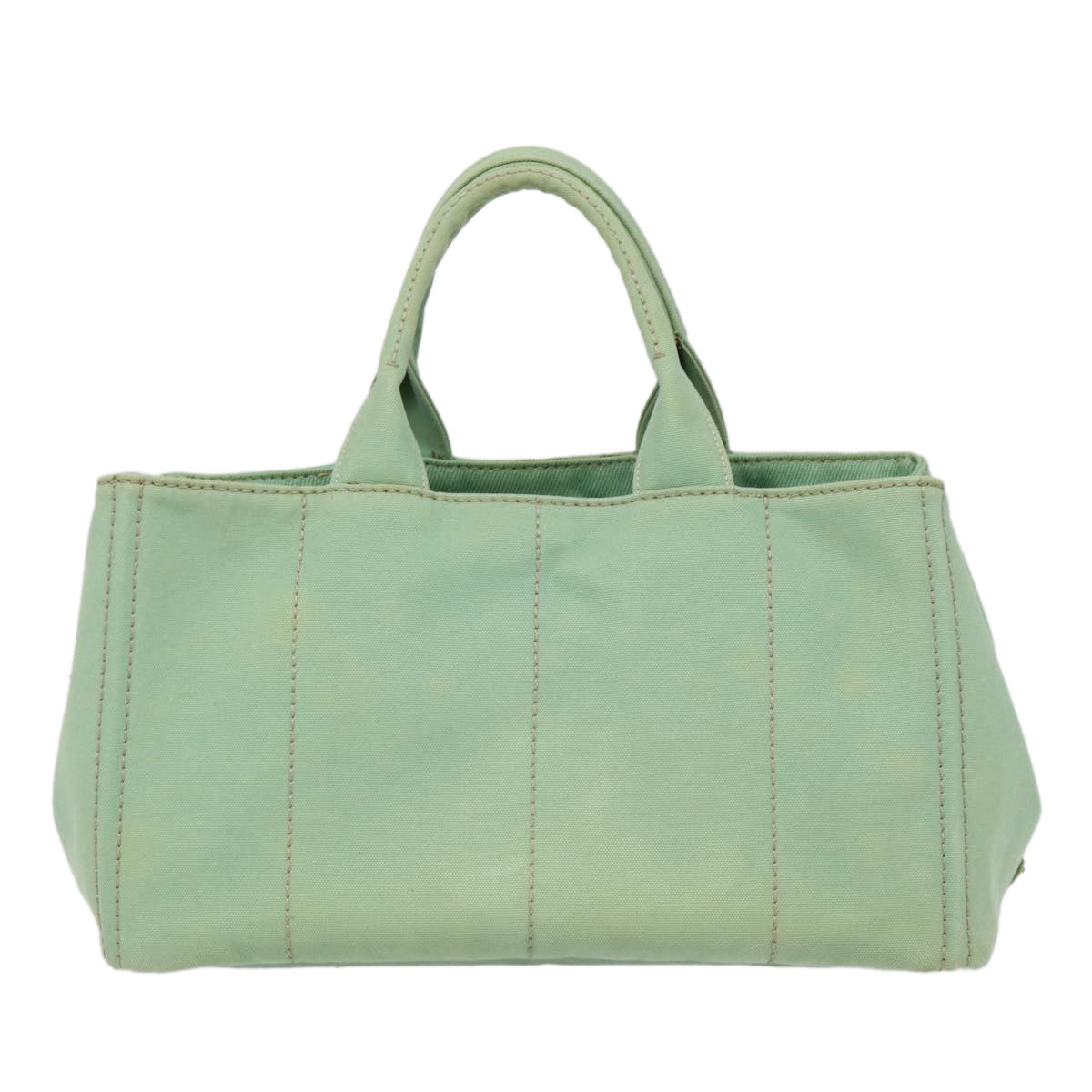 PRADA Canapa GM Hand Bag Canvas Gold Green Auth