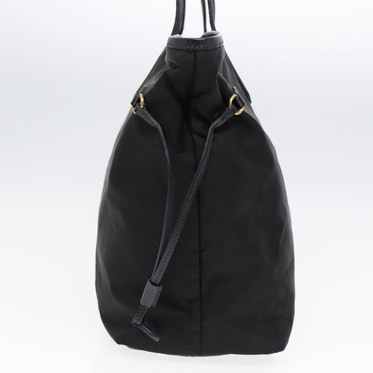 PRADA Tote Bag Nylon Black Gold Auth