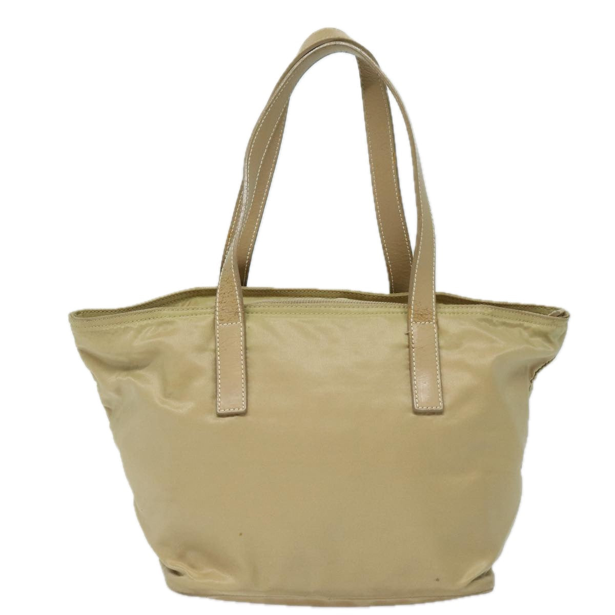 PRADA Hand Bag Nylon Silver Beige Auth
