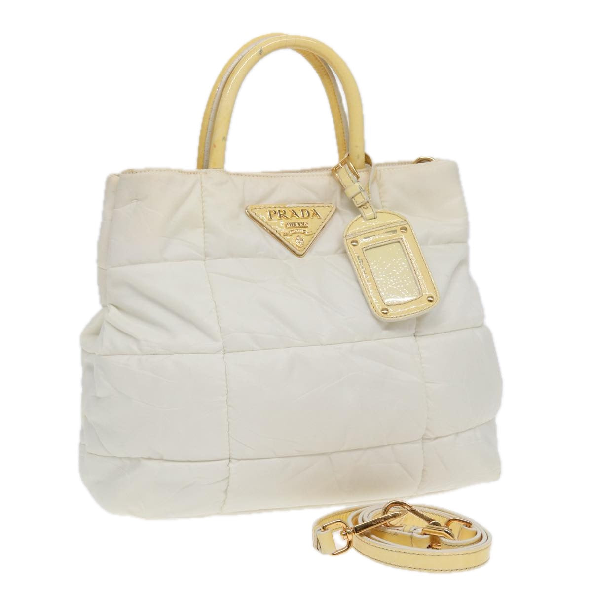 PRADA Shoulder Bag Nylon White Auth