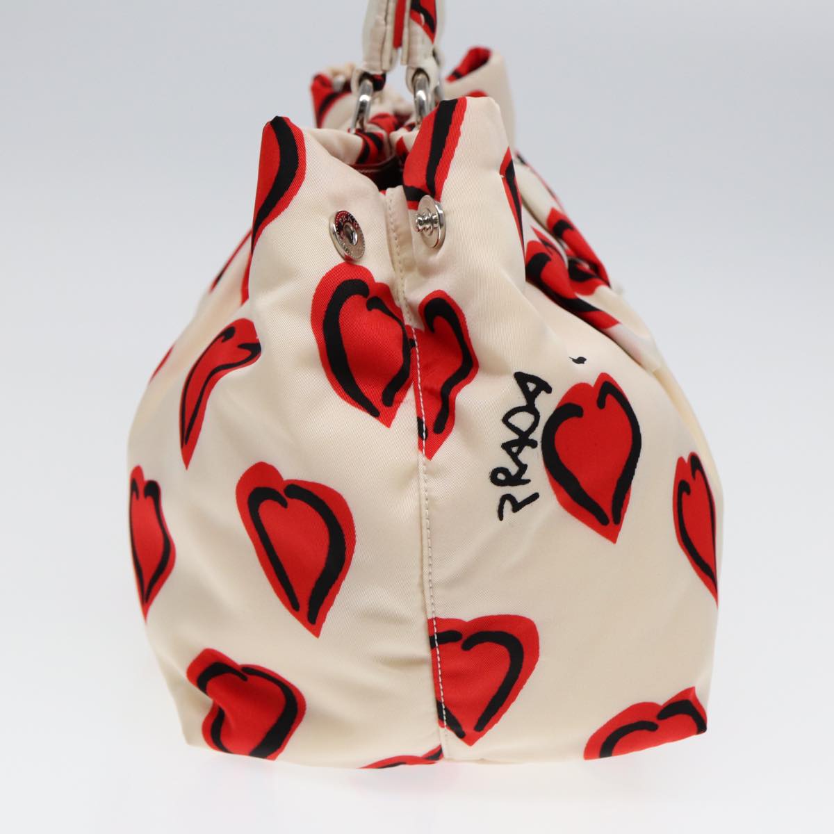 PRADA Hand Bag Nylon 2way White Red Auth