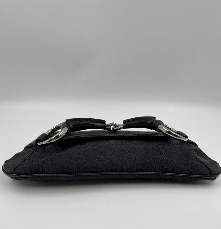 Gucci Horsebit Leather Canvas Shoulder Bag Style 1