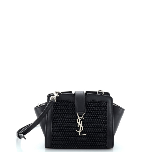 Luxury Saint Laurent Trending 2026 Monogram Cabas Downtown Raffia and Leather Toy