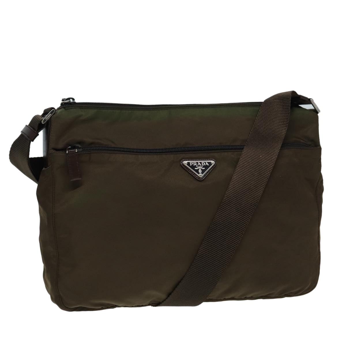 PRADA Shoulder Bag Nylon Brown Auth