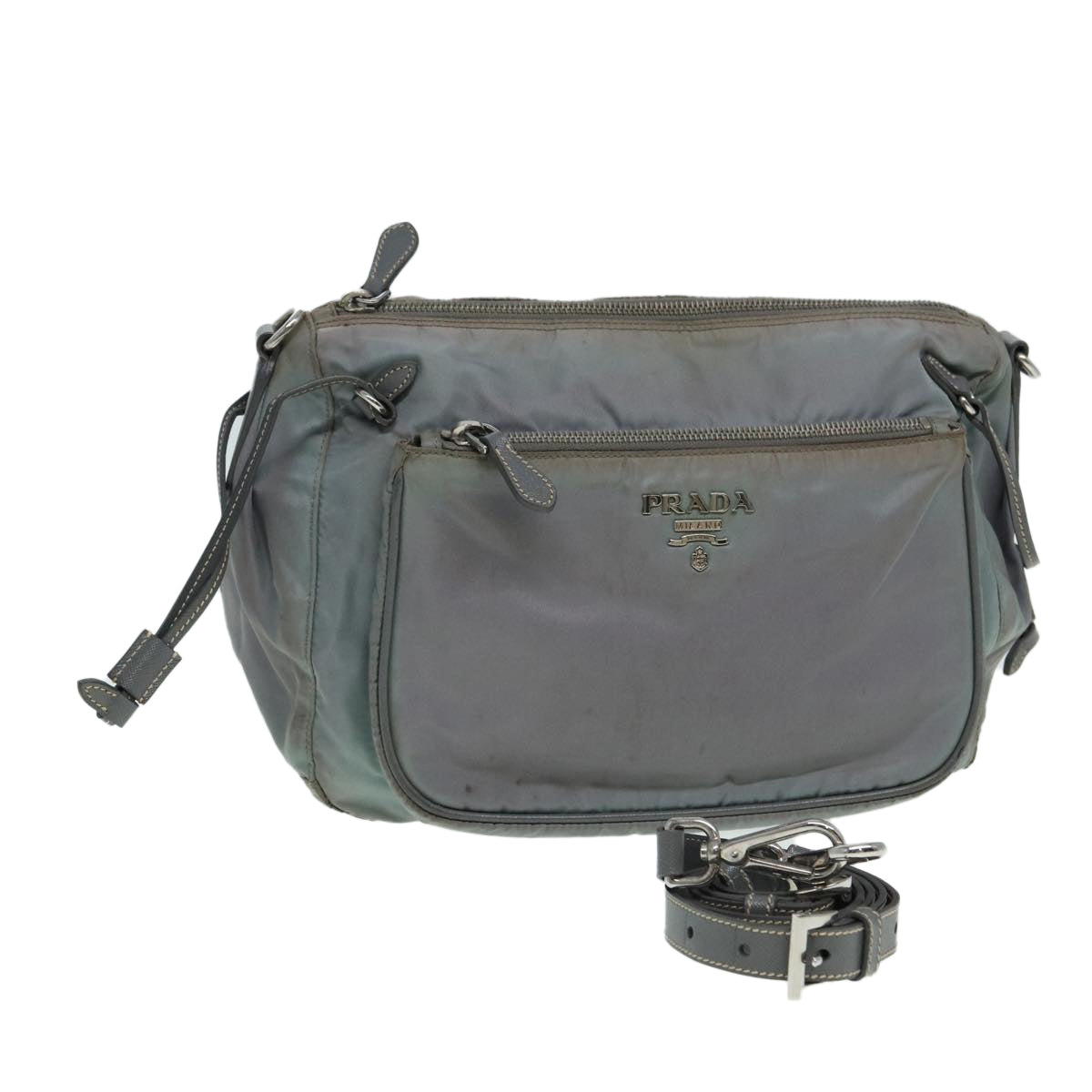 PRADA Shoulder Bag Nylon Gray Auth